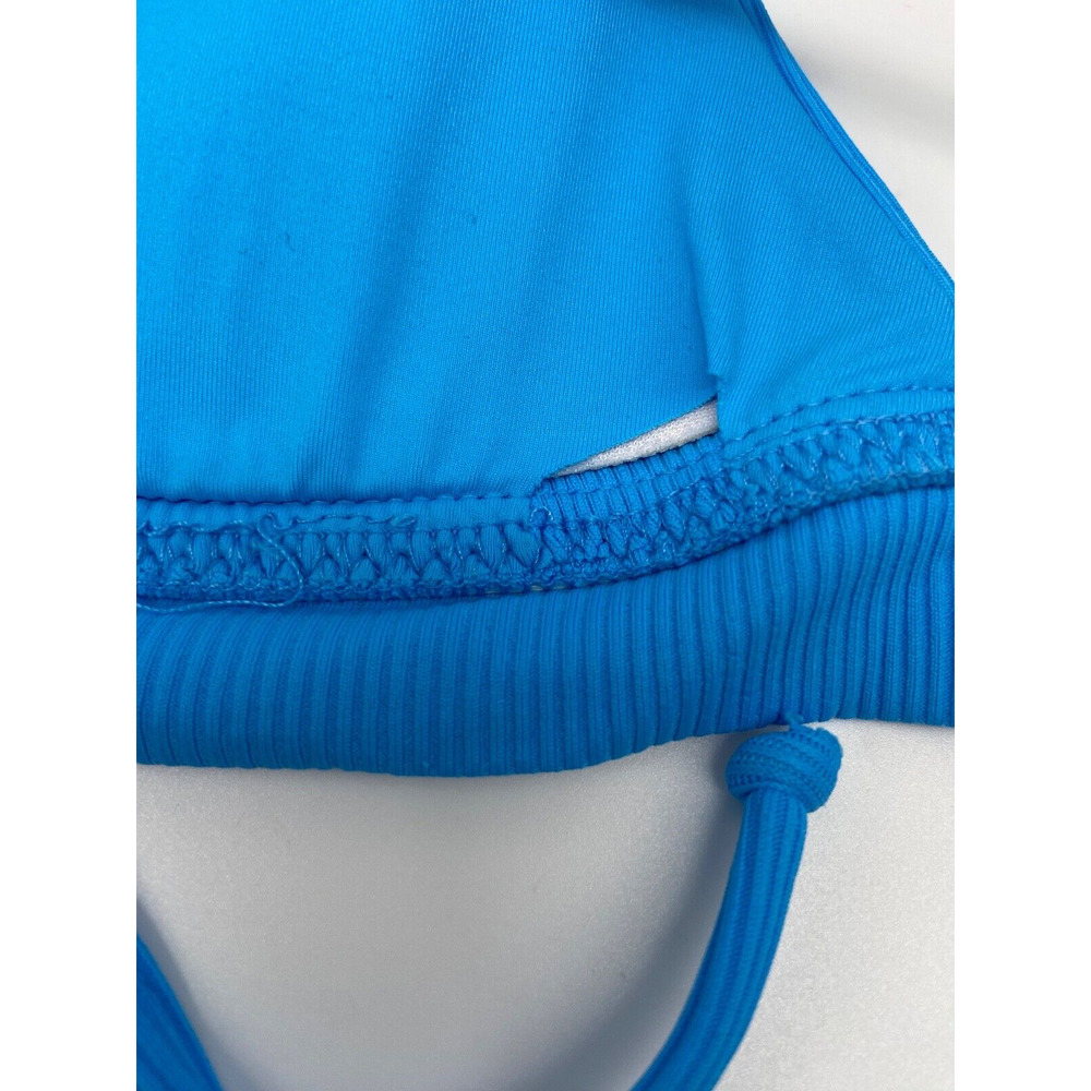 Becca Bikini Top Women's Sz M Bra Swimwear Ribbed Blue Removable Pads NWT - Picture 8 of 10